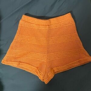 Orange Knit Shorts